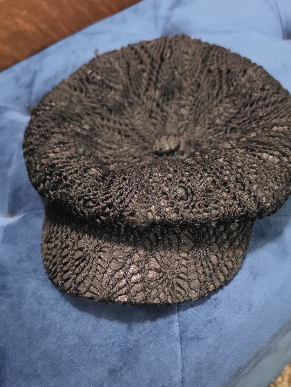 Black Knit Newsboy Cap - Unbranded